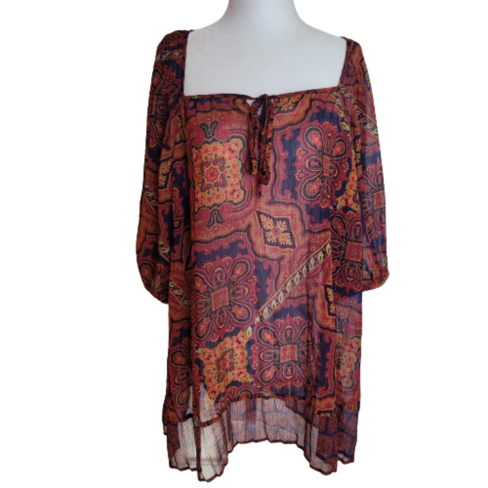 Lane Bryant Square Neck Peasant Boho Blouse Size 22/24
